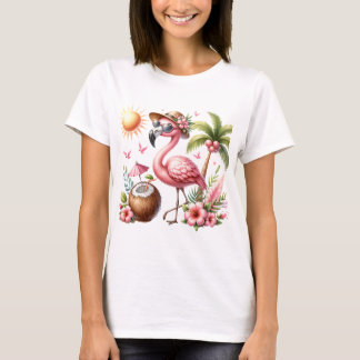 Rosa Flamingo Design på Dam Apparat T Shirt