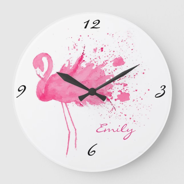 Rosa Flamingo Design Stor Klocka (Framsida)