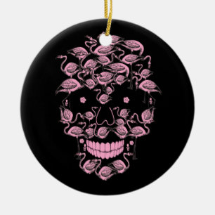 Rosa Flamingo Döskallar Flamingo Älskare Hallowe Julgransprydnad Keramik
