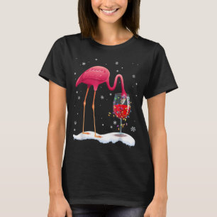 Rosa Flamingo Drink Vin vid jul Julafton G T Shirt