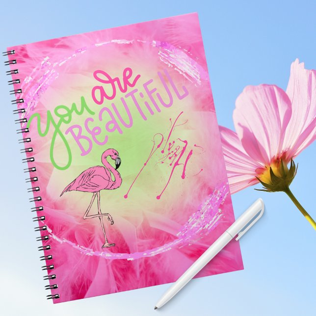Rosa Flamingo, du är vacker inspirerande Anteckningsbok (Skapare uppladdad)