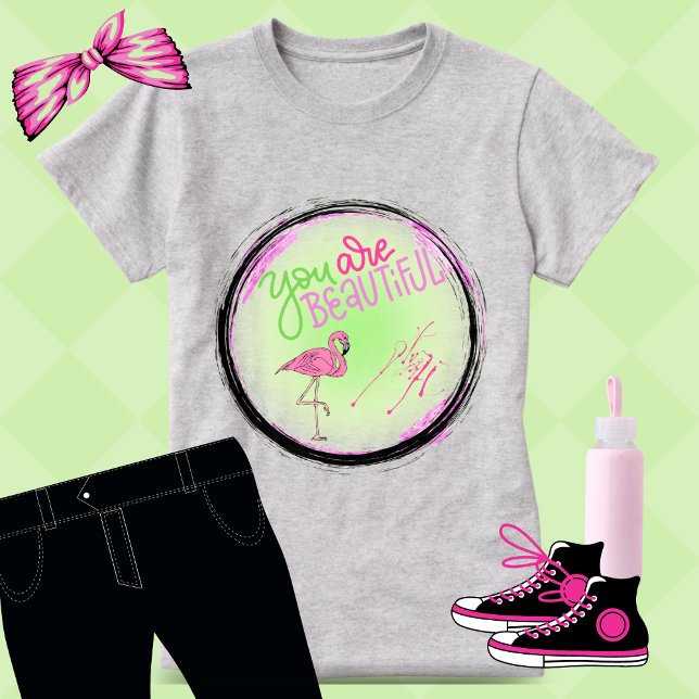 Rosa Flamingo, du är vacker inspirerande T Shirt (Skapare uppladdad)