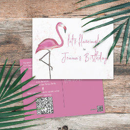 Rosa Flamingo Enkelt för vattenfärgsbild vid födel Vykort