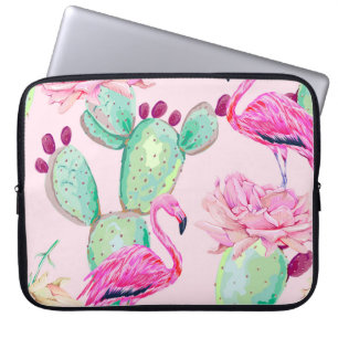 Rosa flamingo, exotiska fåglar, mjuka blommor, ro. laptop fodral