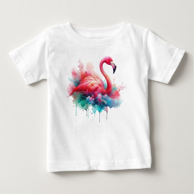 Rosa Flamingo Fågel Sublimering T Shirt (Framsida)
