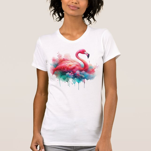 Rosa Flamingo Fågel Sublimering T Shirt (Framsida)