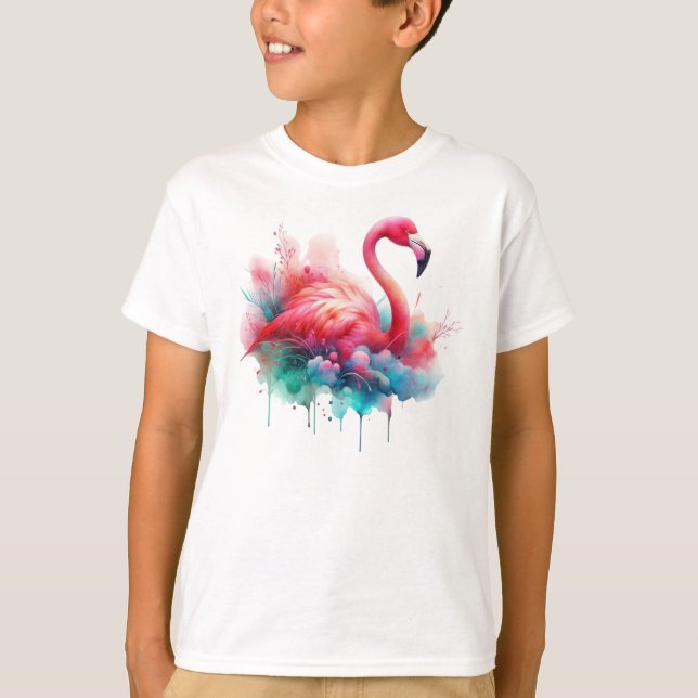 Rosa Flamingo Fågel Sublimering T Shirt (Framsida)
