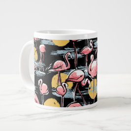 Rosa Flamingo (fåglar och solnedgång) | Tropical T Jumbo Mugg