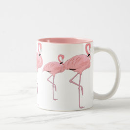 Rosa Flamingo Familjeflock Två-Tonad Mugg