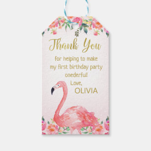 Rosa Flamingo Favor Tack Märkre Presentetikett