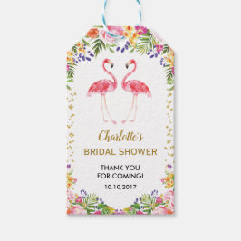 Rosa Flamingo Favor Tack Märkre Tropical Summer Presentetikett
