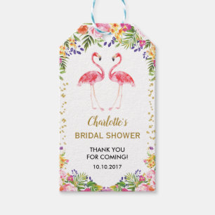 Rosa Flamingo Favor Tack Märkre Tropical Summer Presentetikett