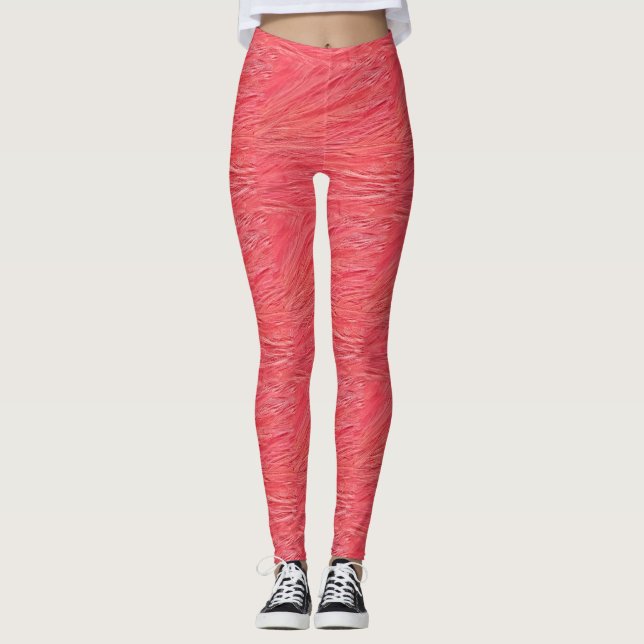 Rosa Flamingo Feathers Mönster All-over-Print Legg Leggings (Framsida)