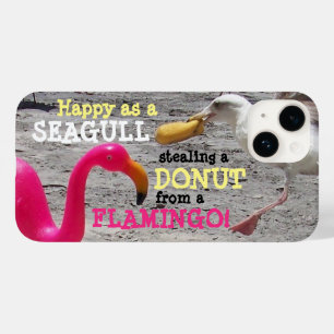 Rosa Flamingo Fiskmås Donut Beach Vacation Humor
