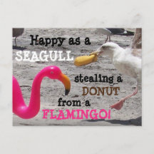 Rosa Flamingo Fiskmås Donut Beach Vacation Humor