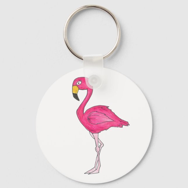 Rosa Flamingo Flamingos Tropical Bird Keychain Nyckelring (Framsida)