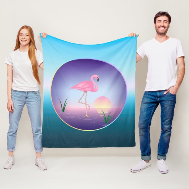 Rosa Flamingo Fleecefilt (På plats)