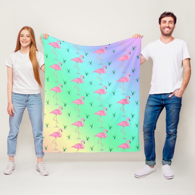 Rosa Flamingo Fleecefilt (På plats)