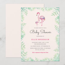 Rosa Flamingo Flick Baby Shower Inbjudan