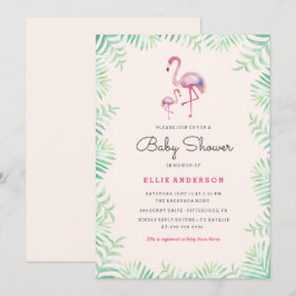 Rosa Flamingo Flick Baby Shower Inbjudan