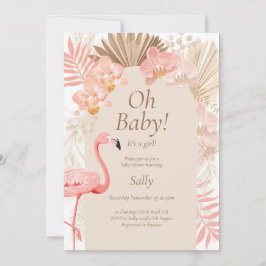 Rosa flamingo Flickbabydusch Inbjudningar