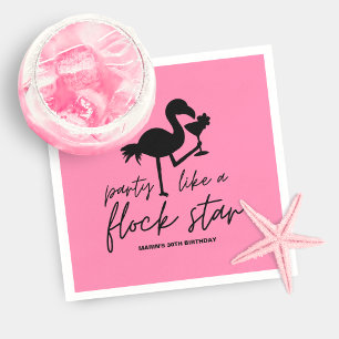 Rosa Flamingo Flock Stjärna Tropisk Födelsedag Pappersservett