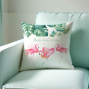 Rosa Flamingo Florida Living Room Decor Kudde