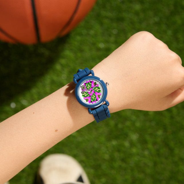 Rosa Flamingo Flowers Mönster Armbandsur (Handled)