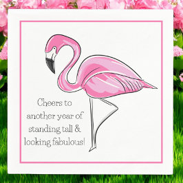 Rosa Flamingo Födelsedag / Skål för ännu ett år Pappersservett