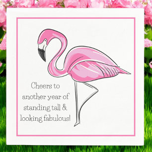 Rosa Flamingo Födelsedag / Skål för ännu ett år Pappersservett