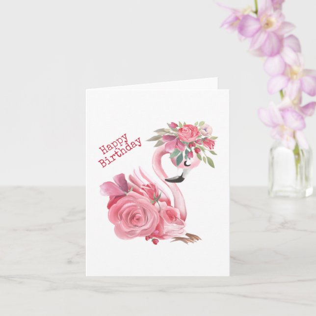 Rosa Flamingo-födelsedagskort Kort (Orkide)
