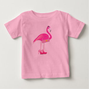 Rosa Flamingo - för Jersey för baby fin  T-tr Tee