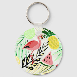 Rosa Flamingo, frukt Nyckelring
