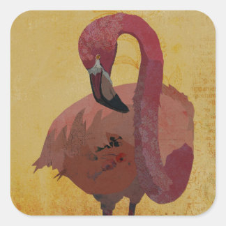 ROSA FLAMINGO  FYRKANTIGT KLISTERMÄRKE