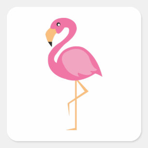 Rosa Flamingo Fyrkantigt Klistermärke