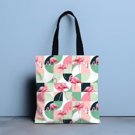 Rosa Flamingo Geometrisk Tropisk Chic Present Tygkasse