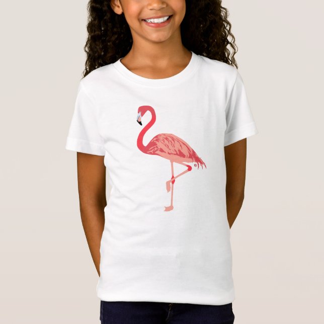 Rosa Flamingo Girl Gift T Shirt (Framsida)