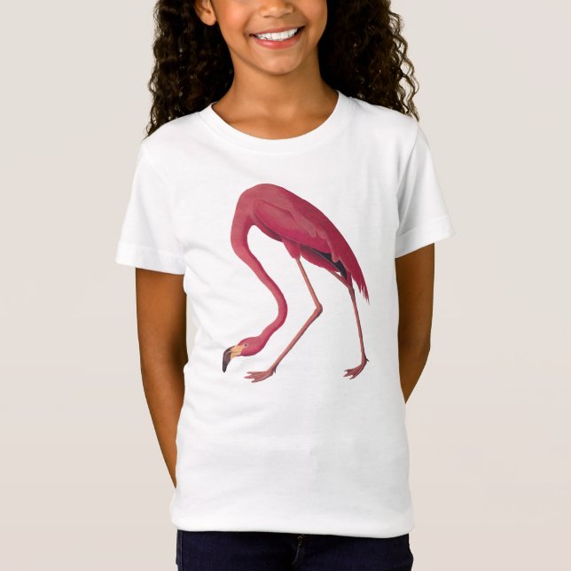 Rosa Flamingo Girl's Bella Babydoll T-shirt (Framsida)