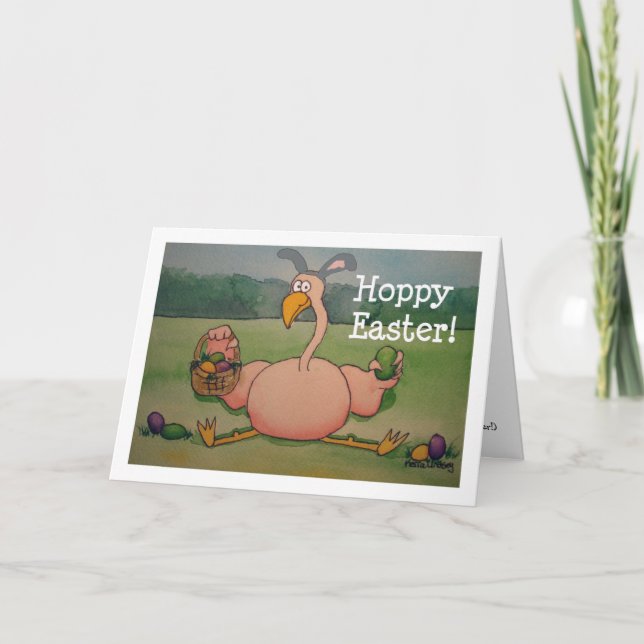 Rosa Flamingo Glad påsk Funny Humor Card Helgkort (Framsida)