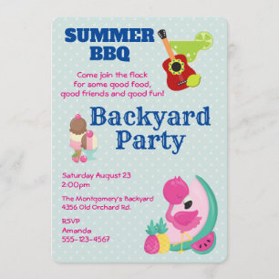 Rosa Flamingo Glassglass BBQ-fest-inbjudan Inbjudningar