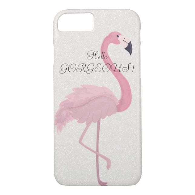 Rosa Flamingo Glittery-Hej Gorgous Case-Mate iPhone Skal (Baksida)