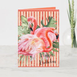 Rosa Flamingo Grattis på födelsedagen Personlig Anteckningskort