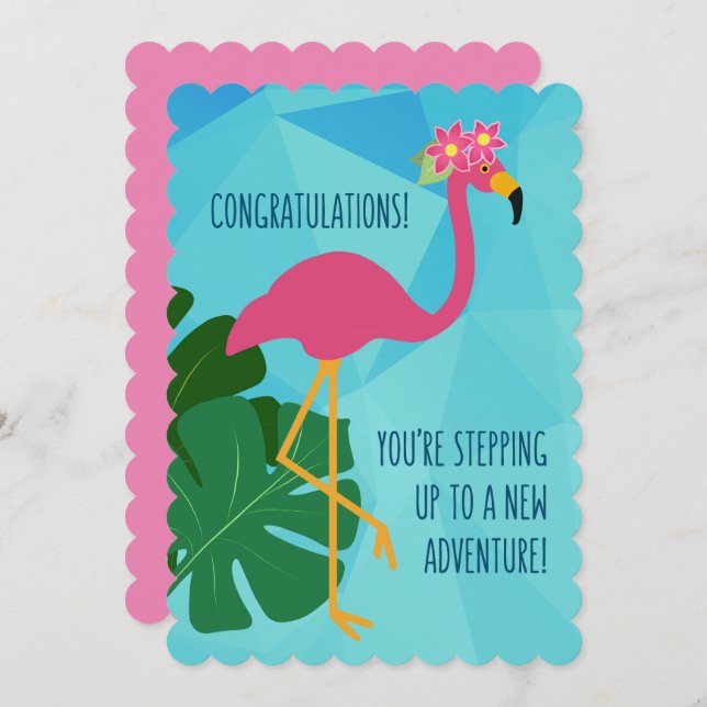 Rosa Flamingo Grattiss Cute Greeting Card (Fram/baksida)