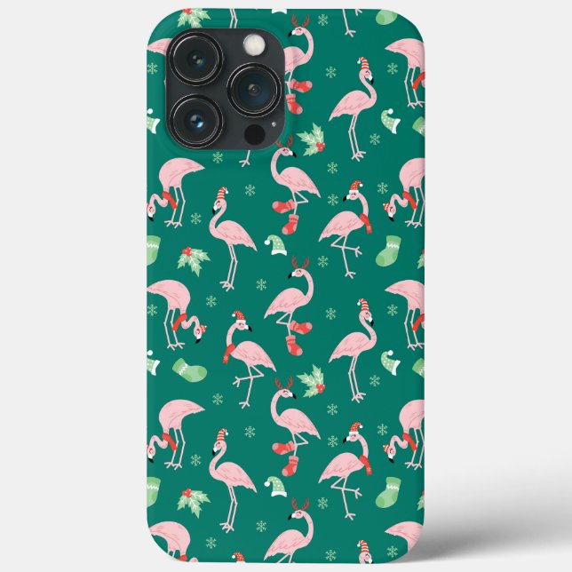 Rosa Flamingo Grön Jul Holiday Mönster  (Baksida)