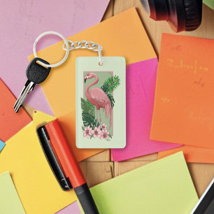 Rosa Flamingo Gröna blad Lilja