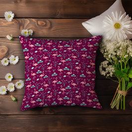 Rosa Flamingo gullröd mönster Kudde