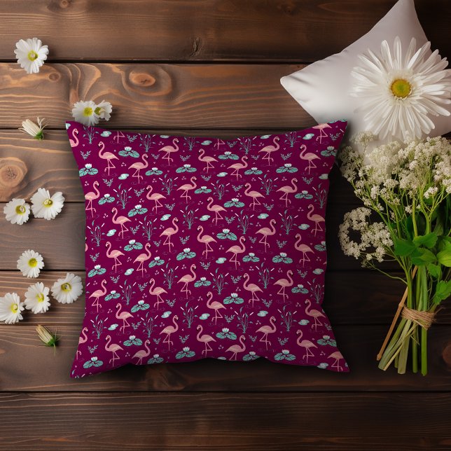 Rosa Flamingo gullröd mönster Kudde (Skapare uppladdad)