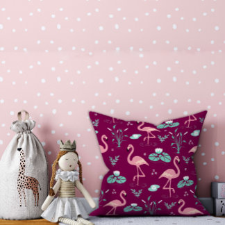 Rosa Flamingo gullröd mönster Kudde