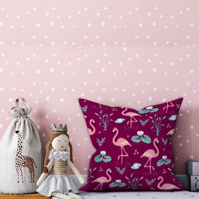 Rosa Flamingo gullröd mönster Kudde (Skapare uppladdad)