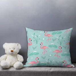 Rosa Flamingo gullturkos mönster Kudde